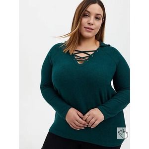 TORRID SUPER SOFT PLUSH LACE-UP SIZE 3X Hunter Green